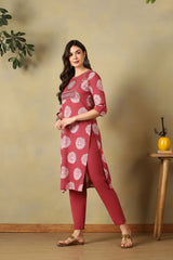 Maroon Keya Straight Suit Set