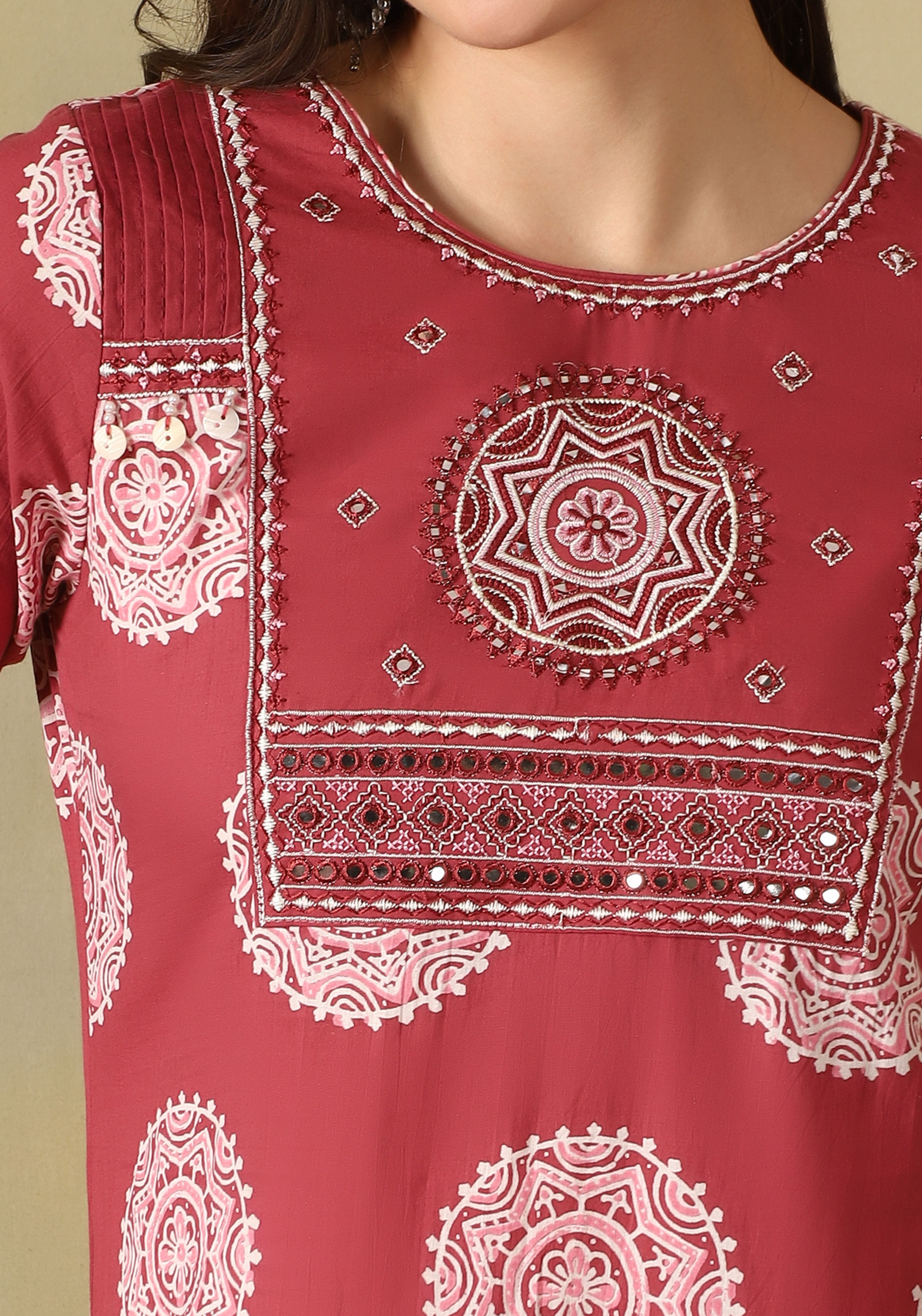Maroon Keya Straight Suit Set