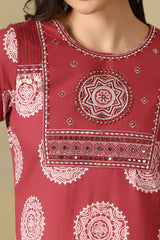 Maroon Keya Straight Suit Set