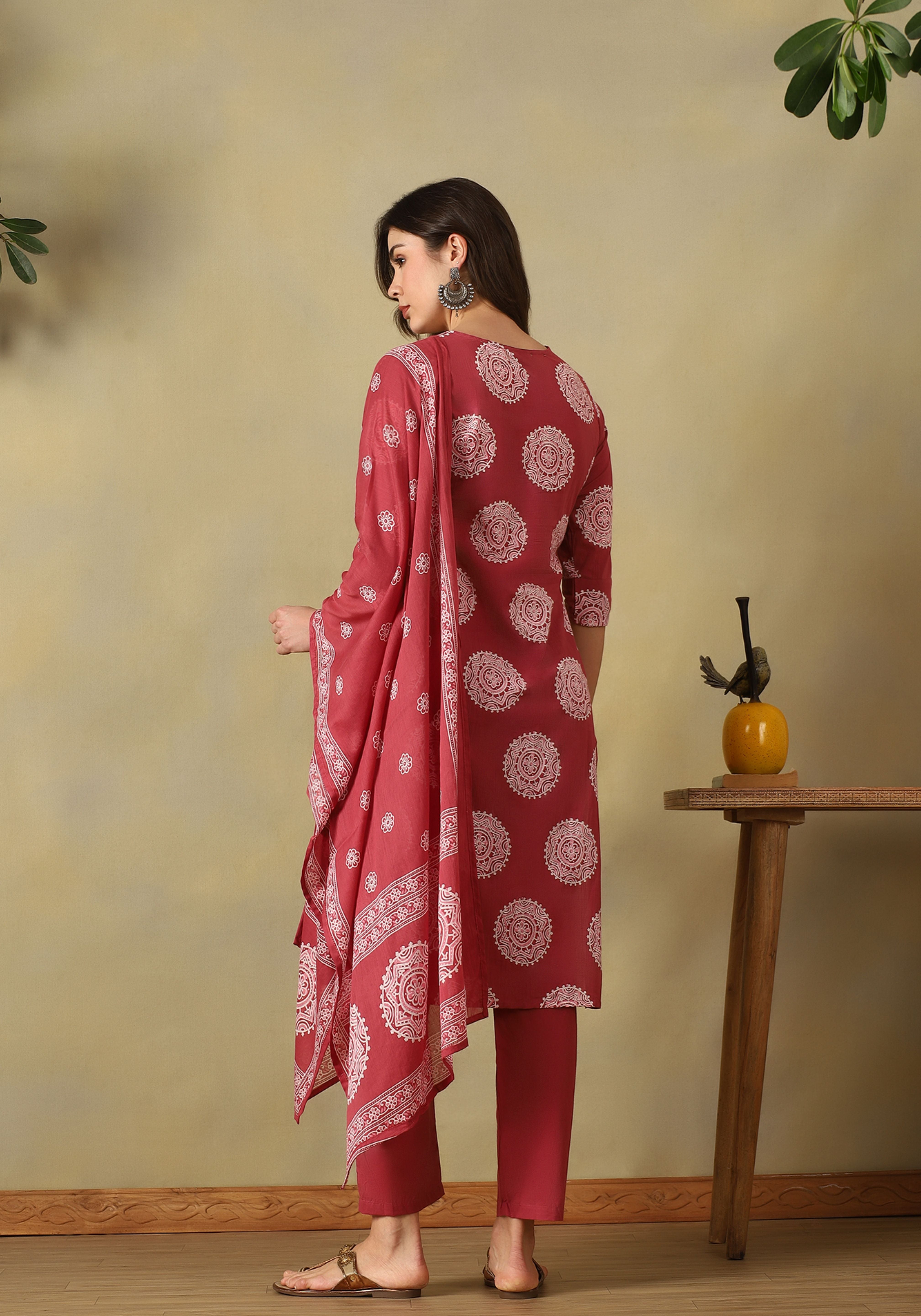 Maroon Keya Straight Suit Set