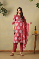 Maroon Keya Straight Suit Set