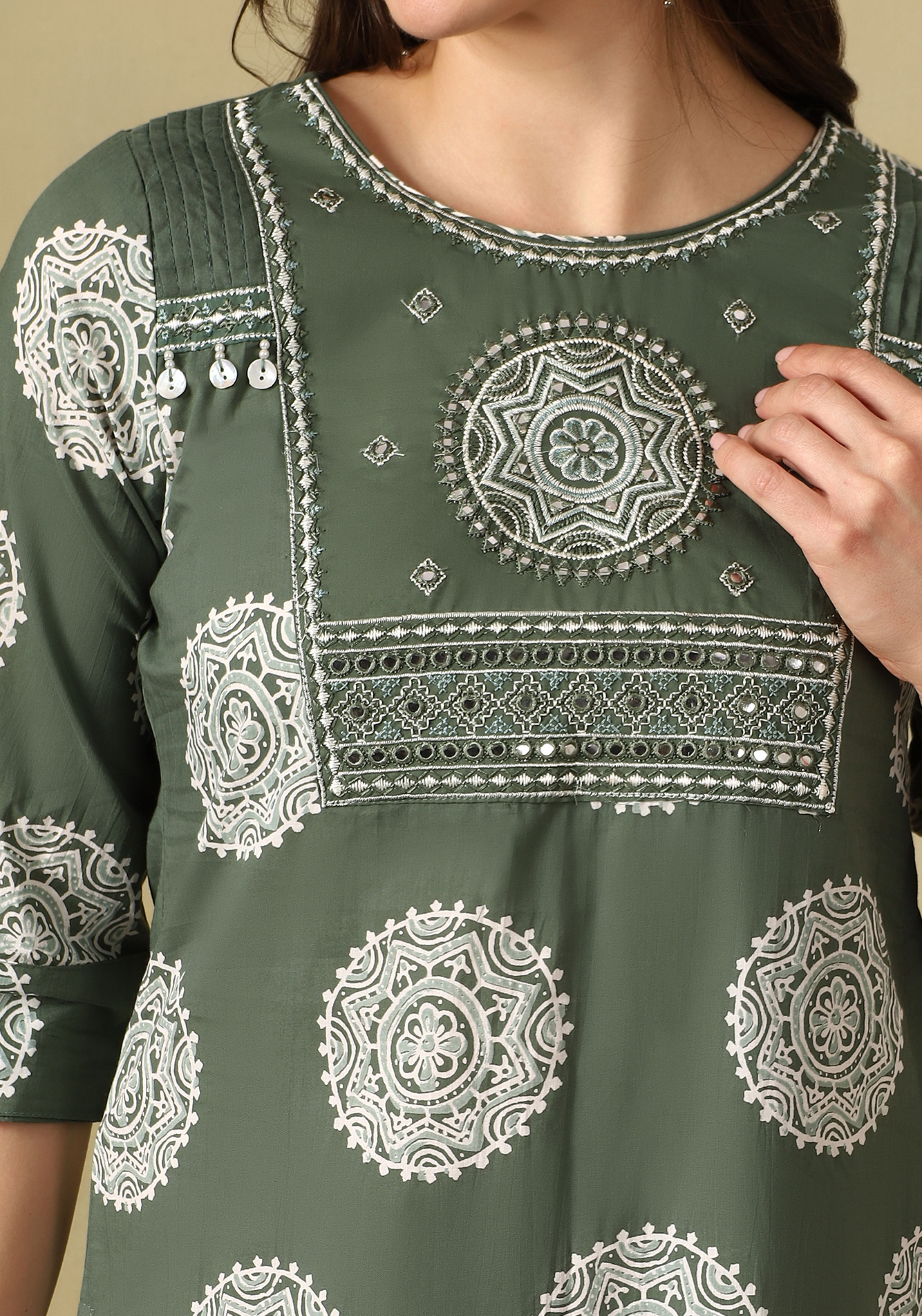 Olive Mandala Jiya Straight Suit Set
