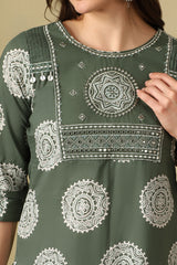 Olive Mandala Jiya Straight Suit Set