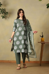 Olive Mandala Jiya Straight Suit Set