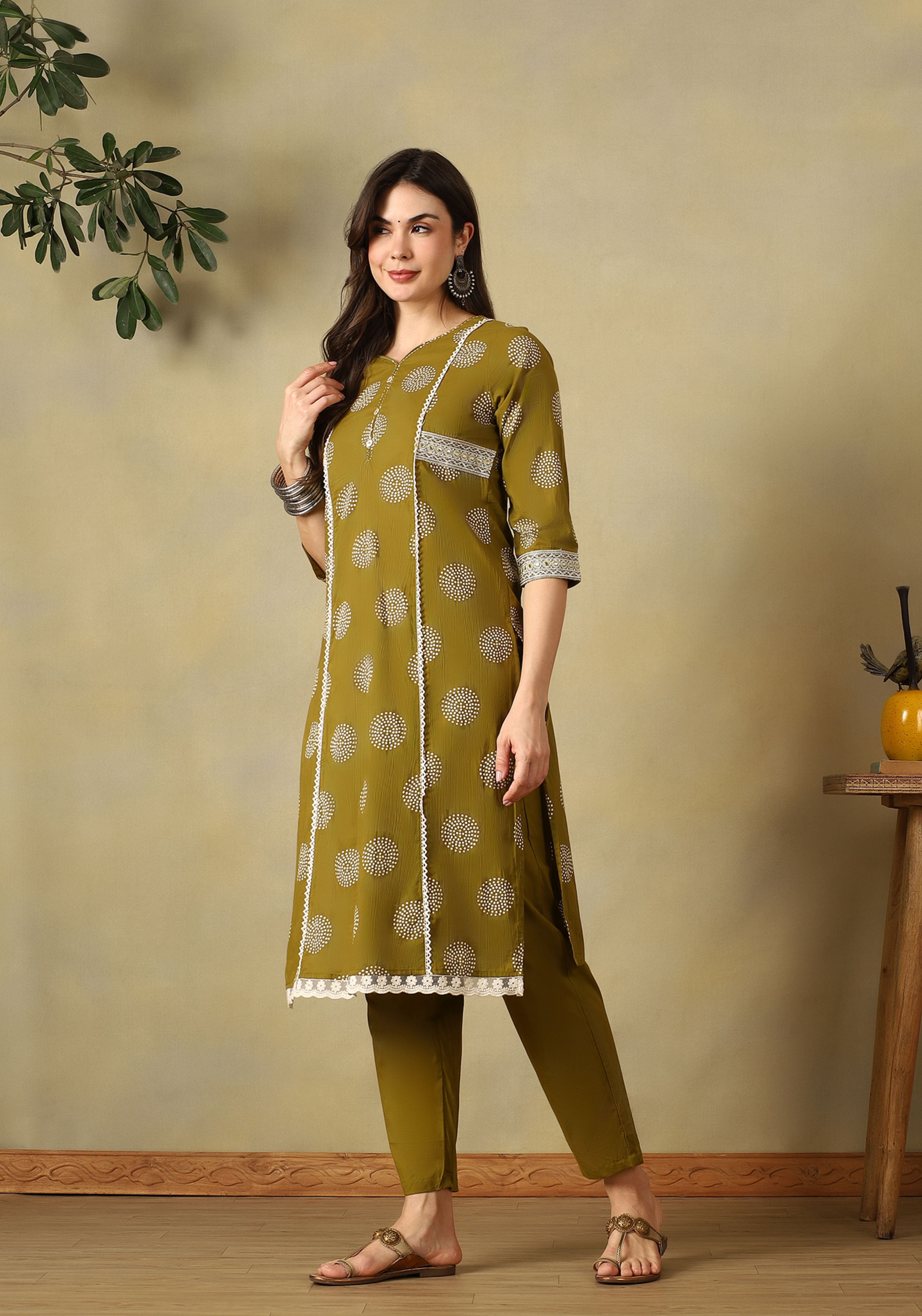 Olive Jiya Straight Suit Set