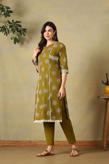 Olive Jiya Straight Suit Set