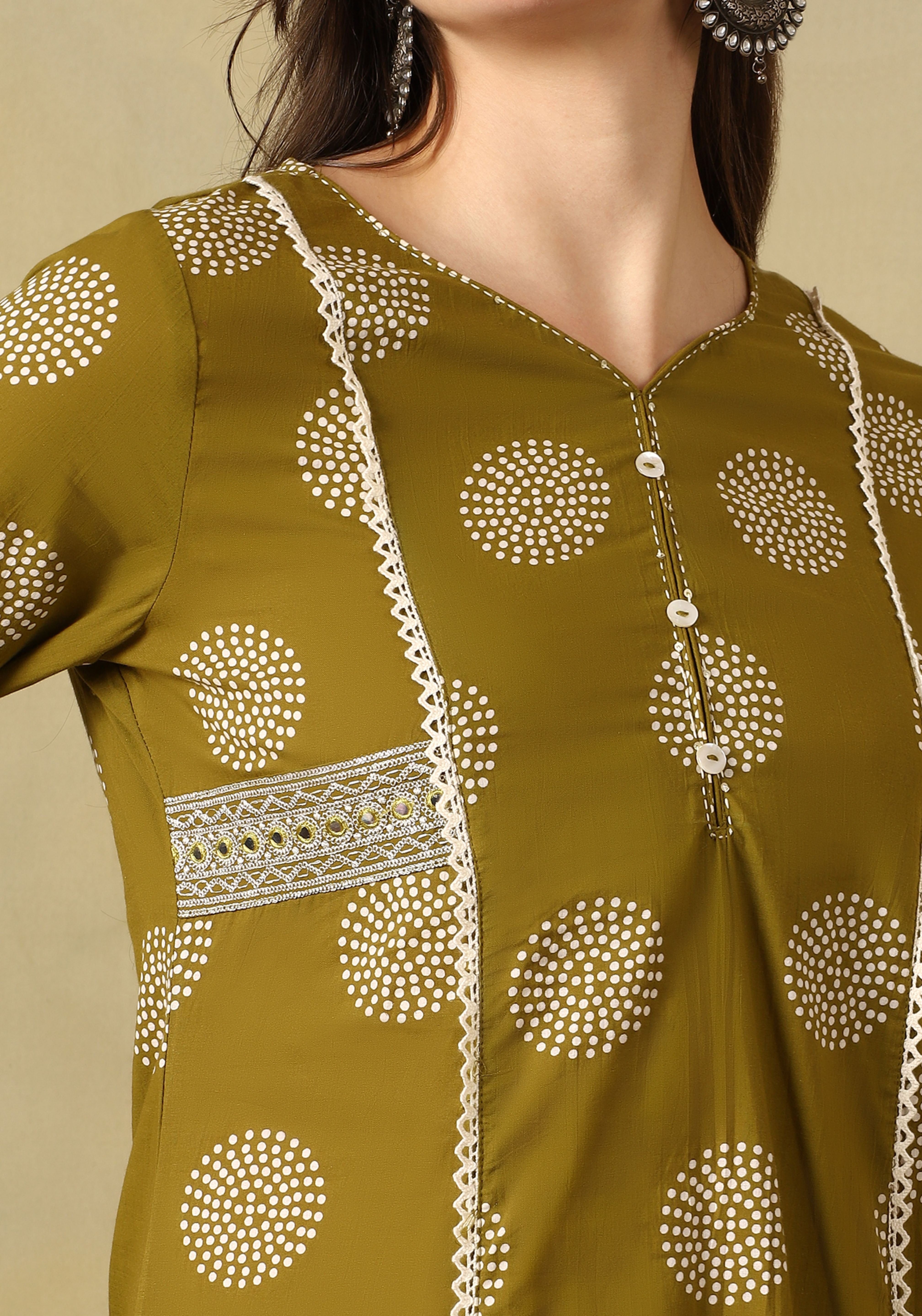 Olive Jiya Straight Suit Set