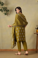 Olive Jiya Straight Suit Set