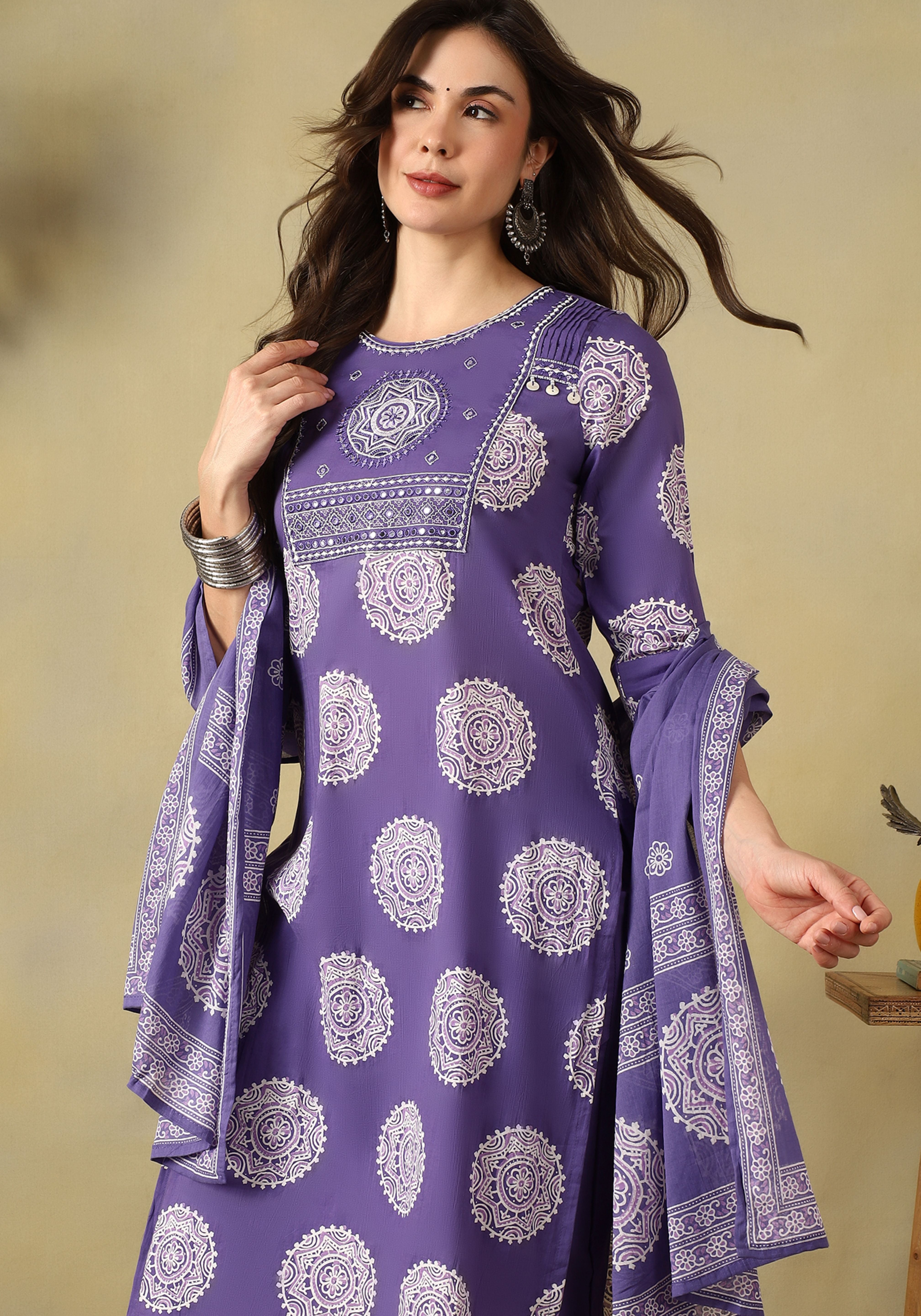 Purple Navya Straight Suit Set