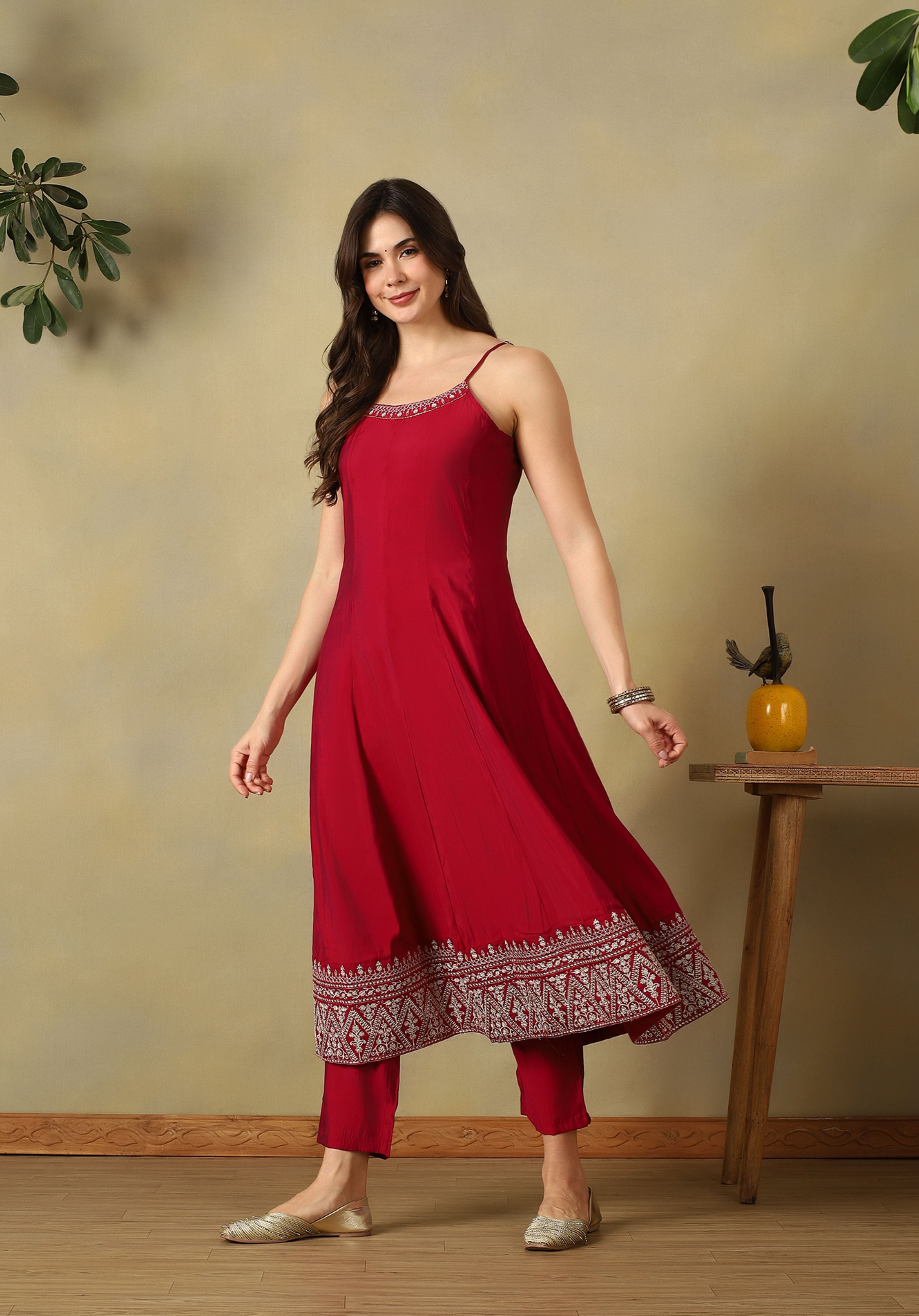 Crimson Red Nayantara Anarkali Suit Set