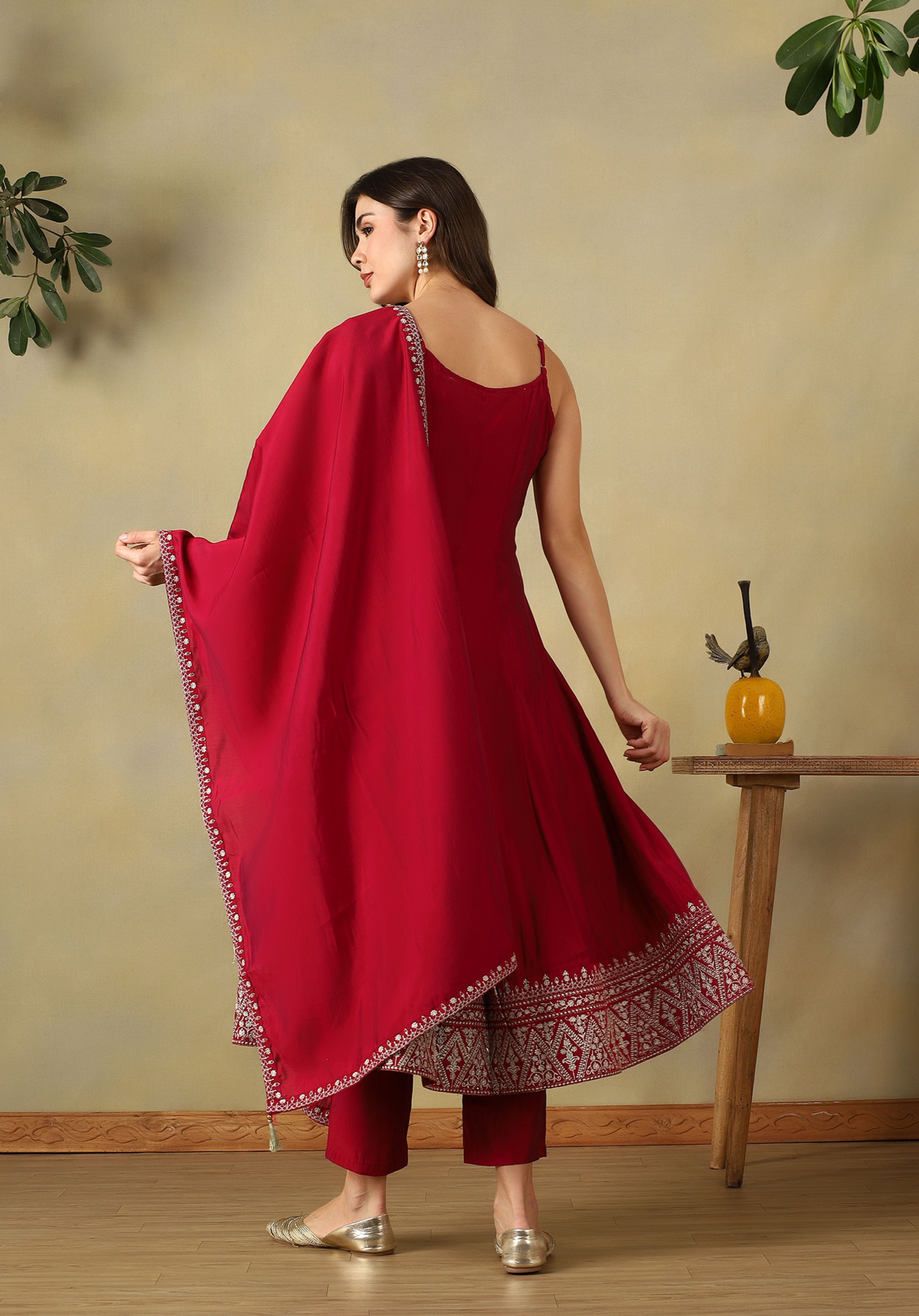 Crimson Red Nayantara Anarkali Suit Set