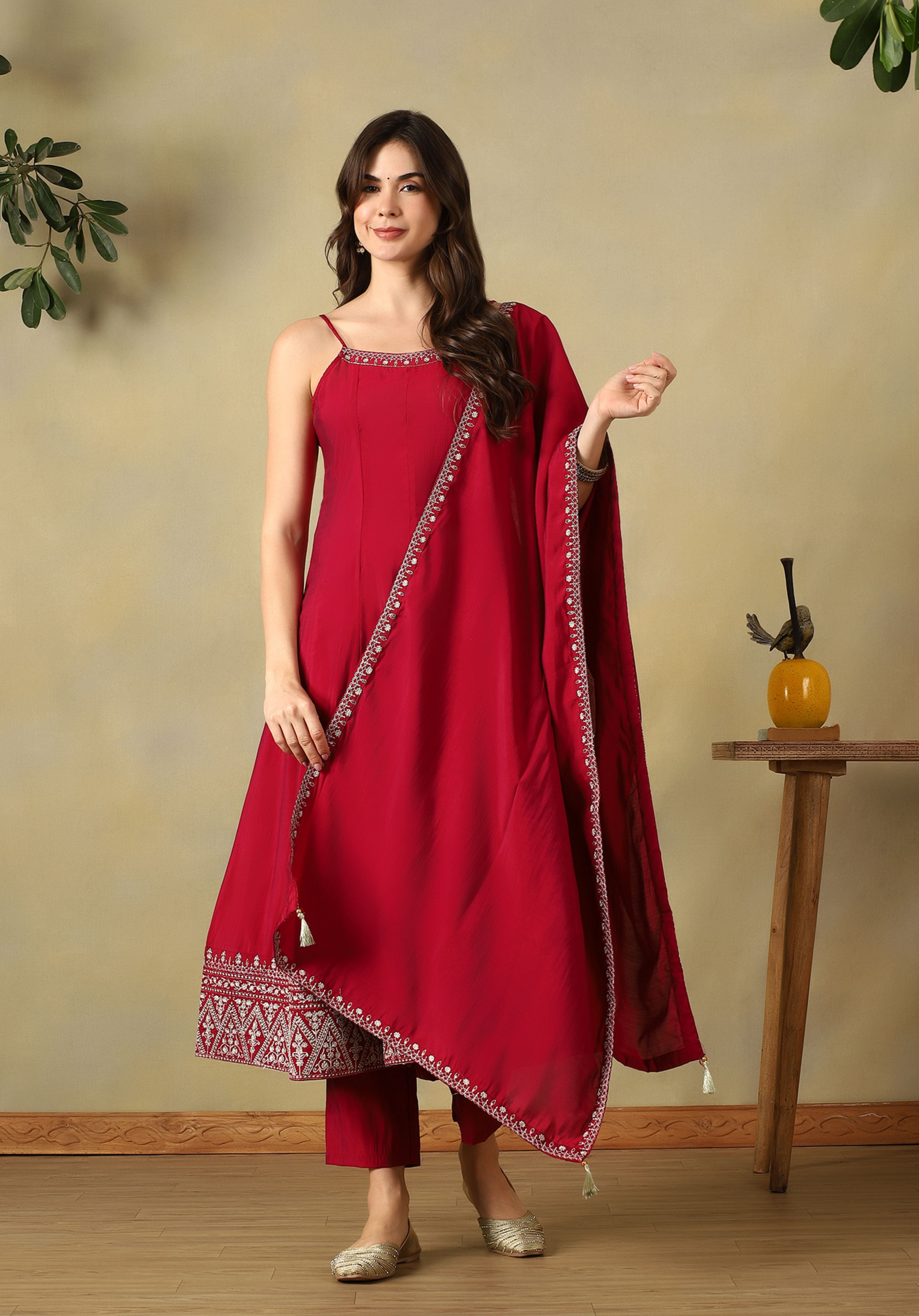 Crimson Red Nayantara Anarkali Suit Set