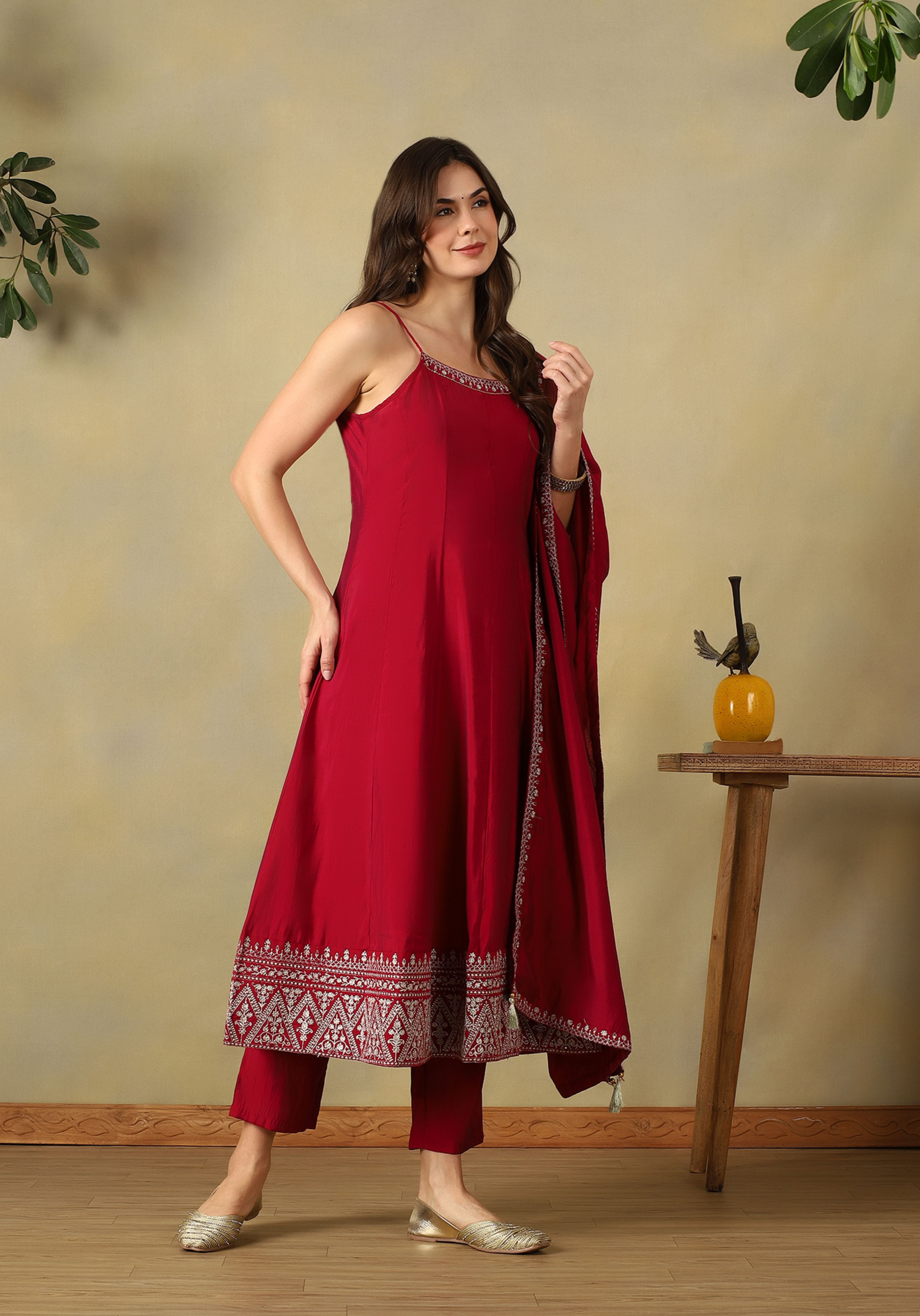 Crimson Red Nayantara Anarkali Suit Set