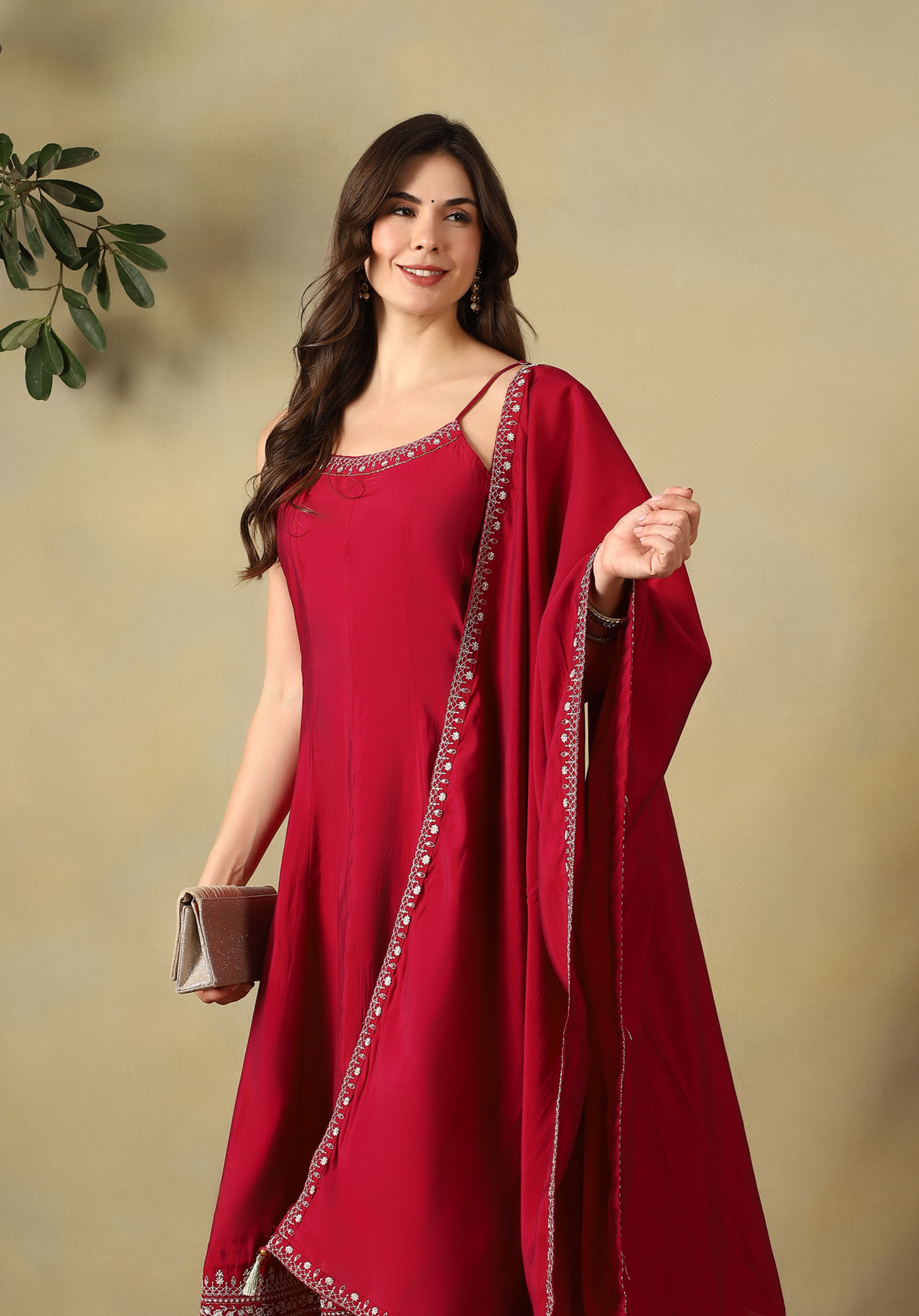 Crimson Red Nayantara Anarkali Suit Set