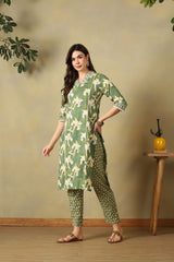 Green Shanvi Straight Suit Set