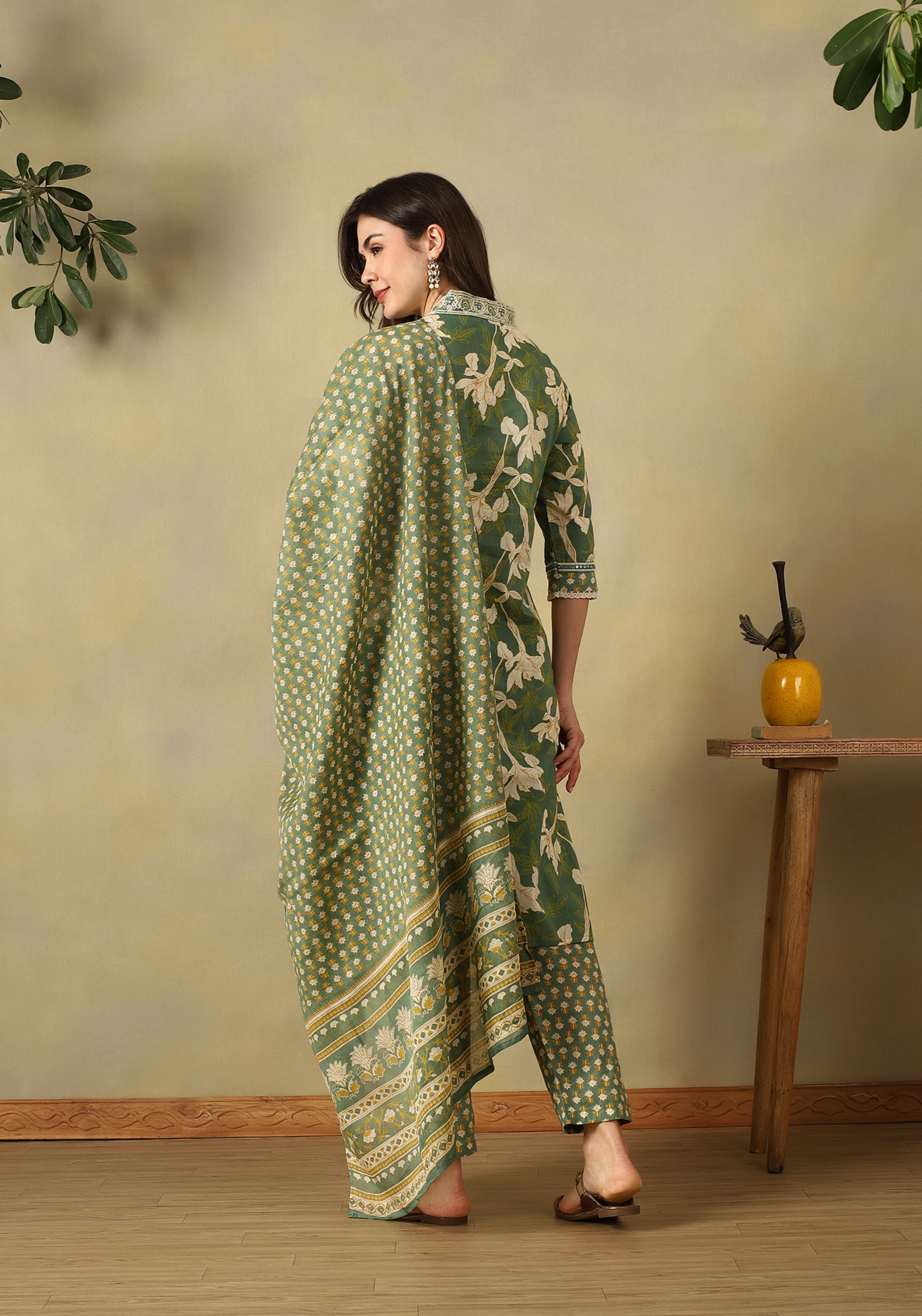 Green Shanvi Straight Suit Set