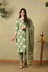 Green Shanvi Straight Suit Set