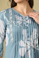 Teal Diya Straight Suit Set