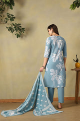 Teal Diya Straight Suit Set