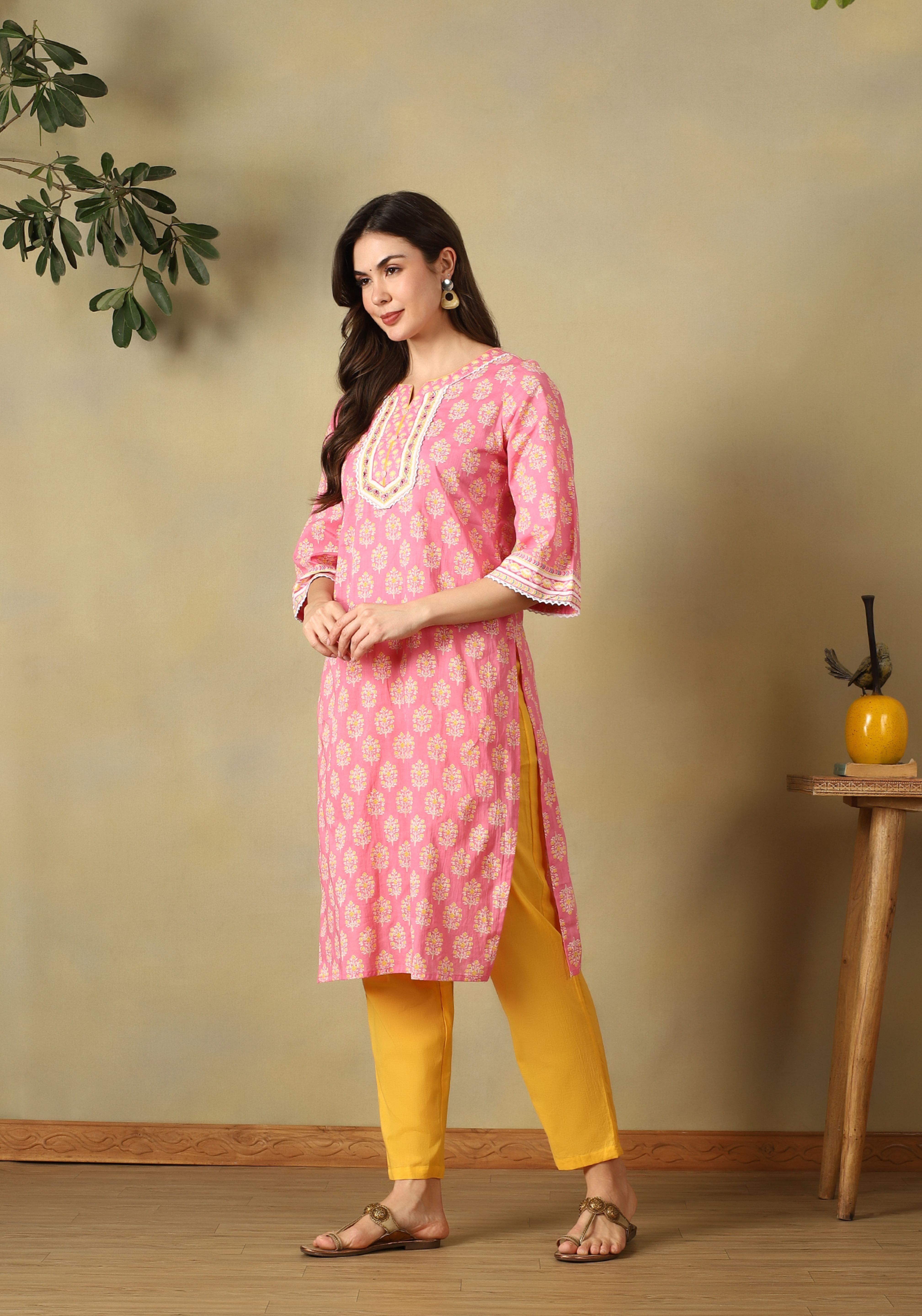 Pink Myra Straight Suit Set