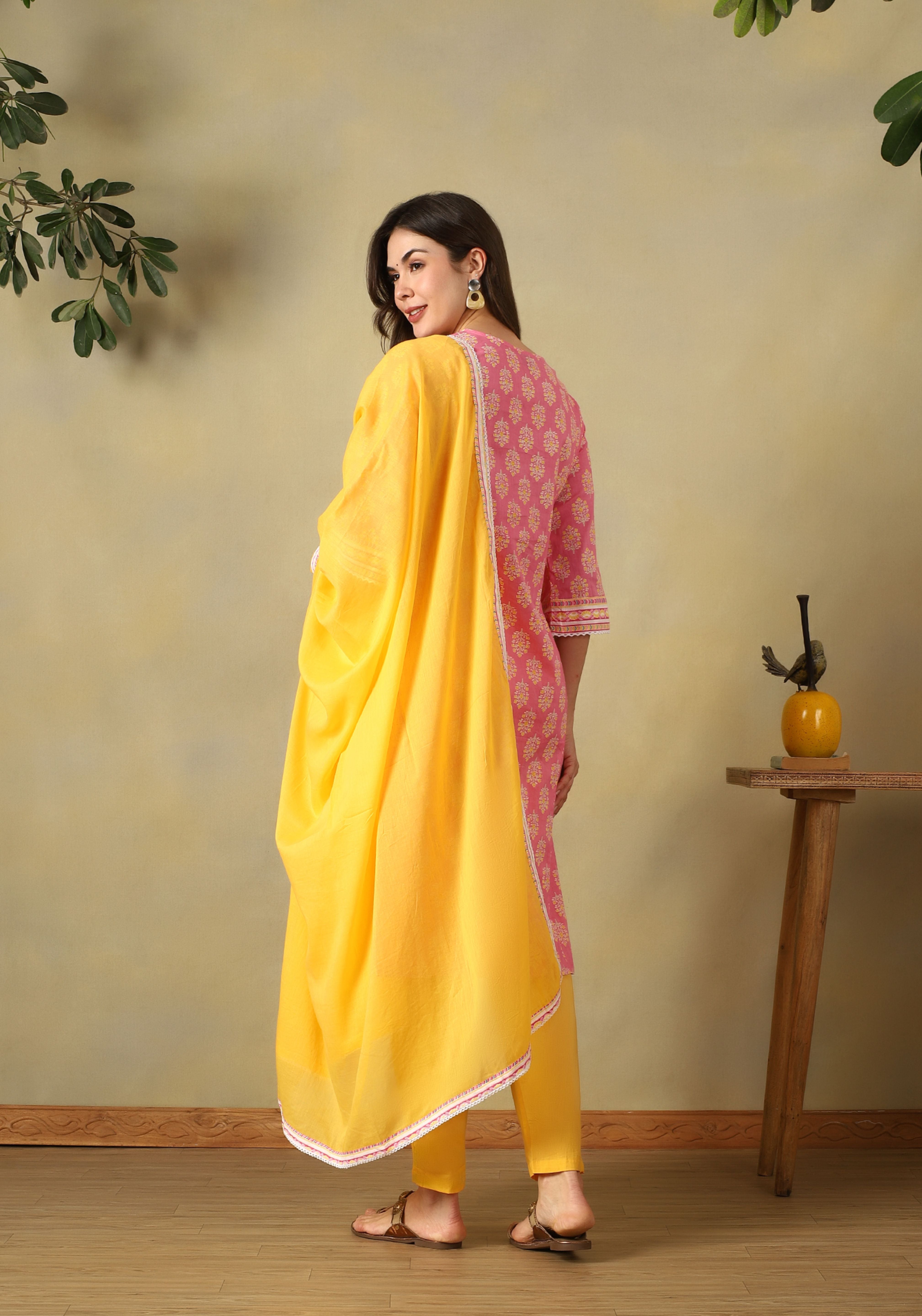 Pink Myra Straight Suit Set