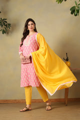 Pink Myra Straight Suit Set