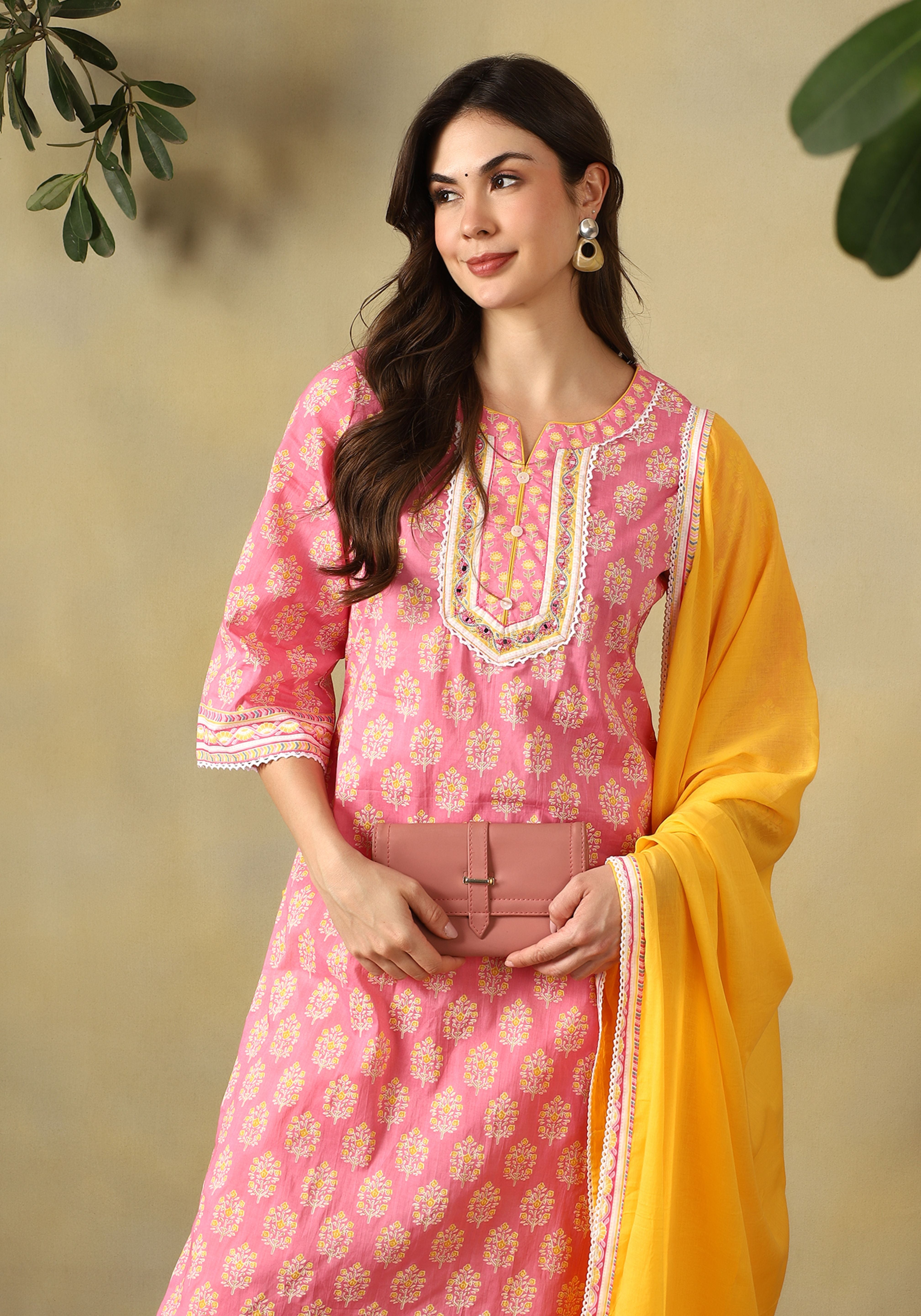 Pink Myra Straight Suit Set