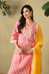 Pink Myra Straight Suit Set