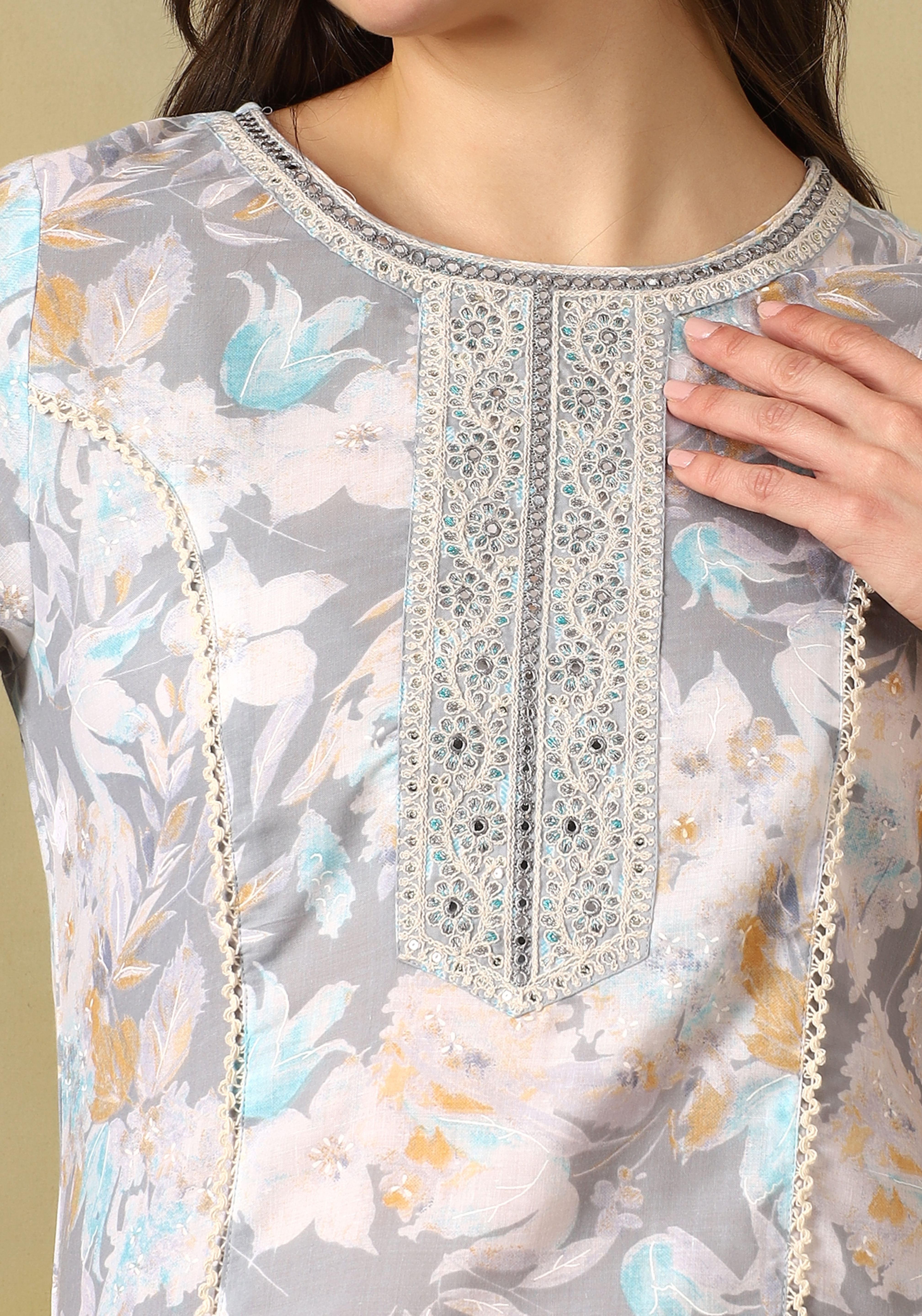 Powder Blue Avni Straight Suit Set