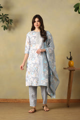 Powder Blue Avni Straight Suit Set