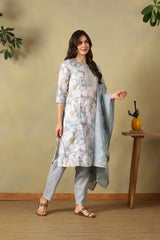 Powder Blue Avni Straight Suit Set