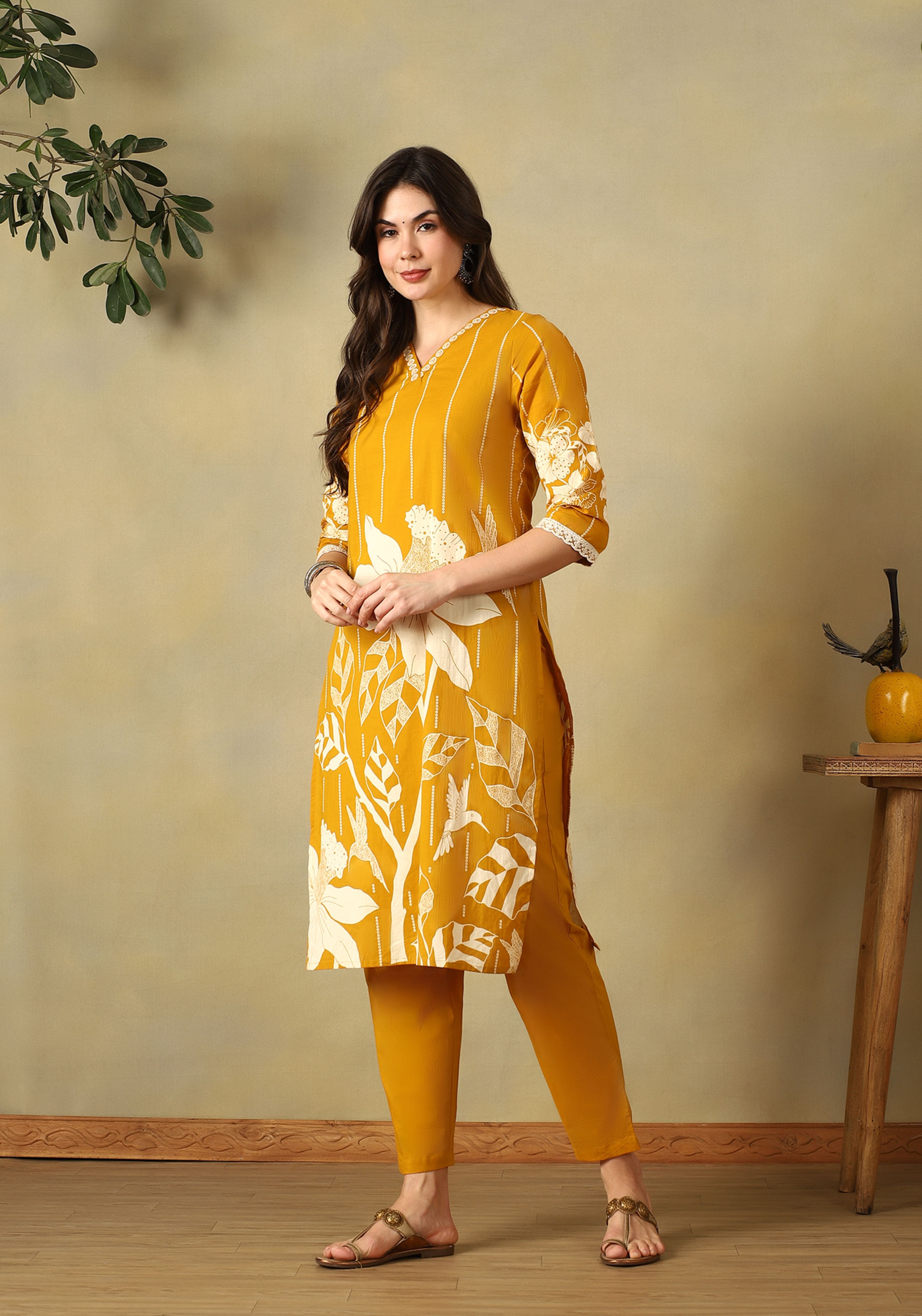 Yellow Advika Straight Suit Set