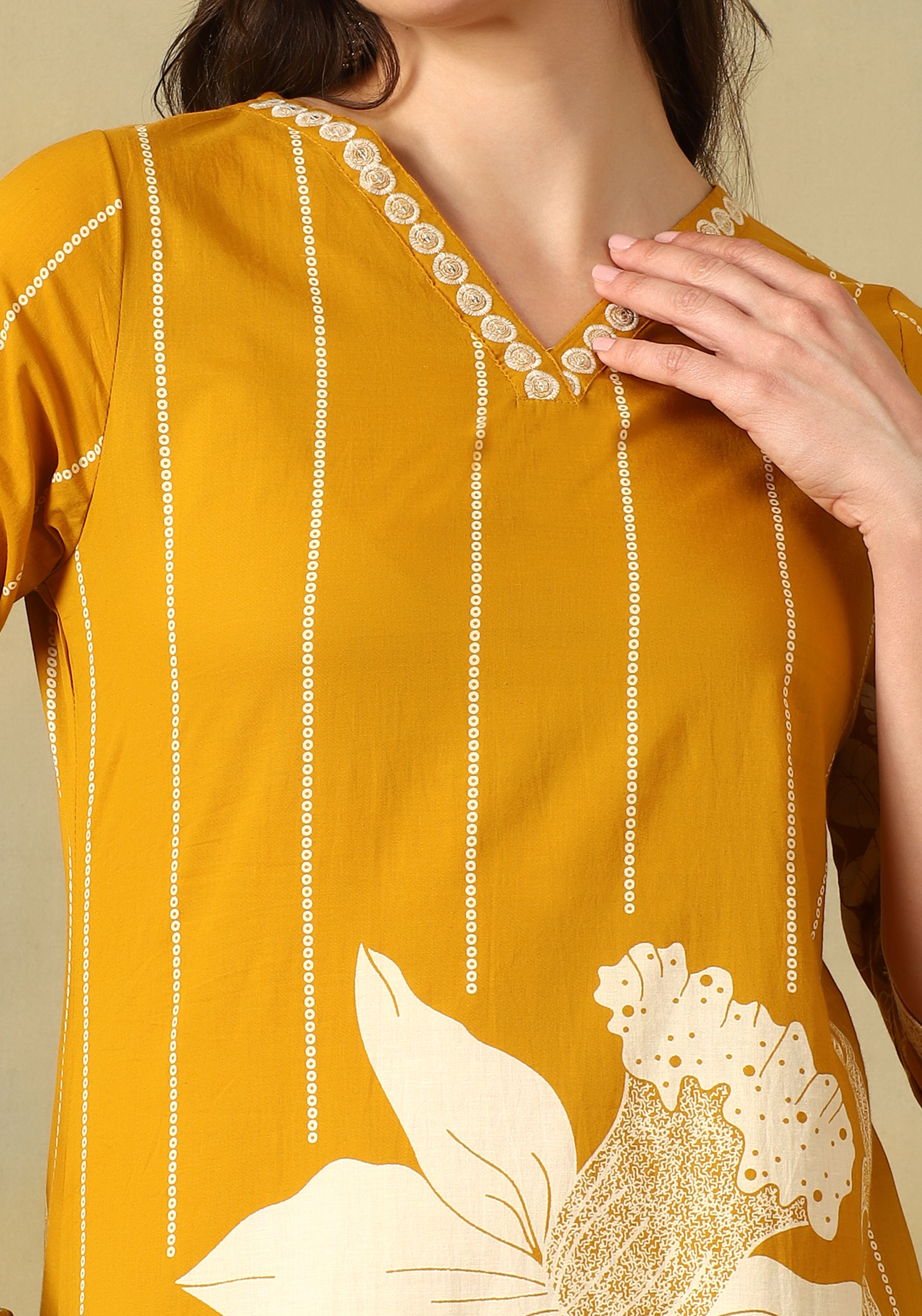 Yellow Advika Straight Suit Set