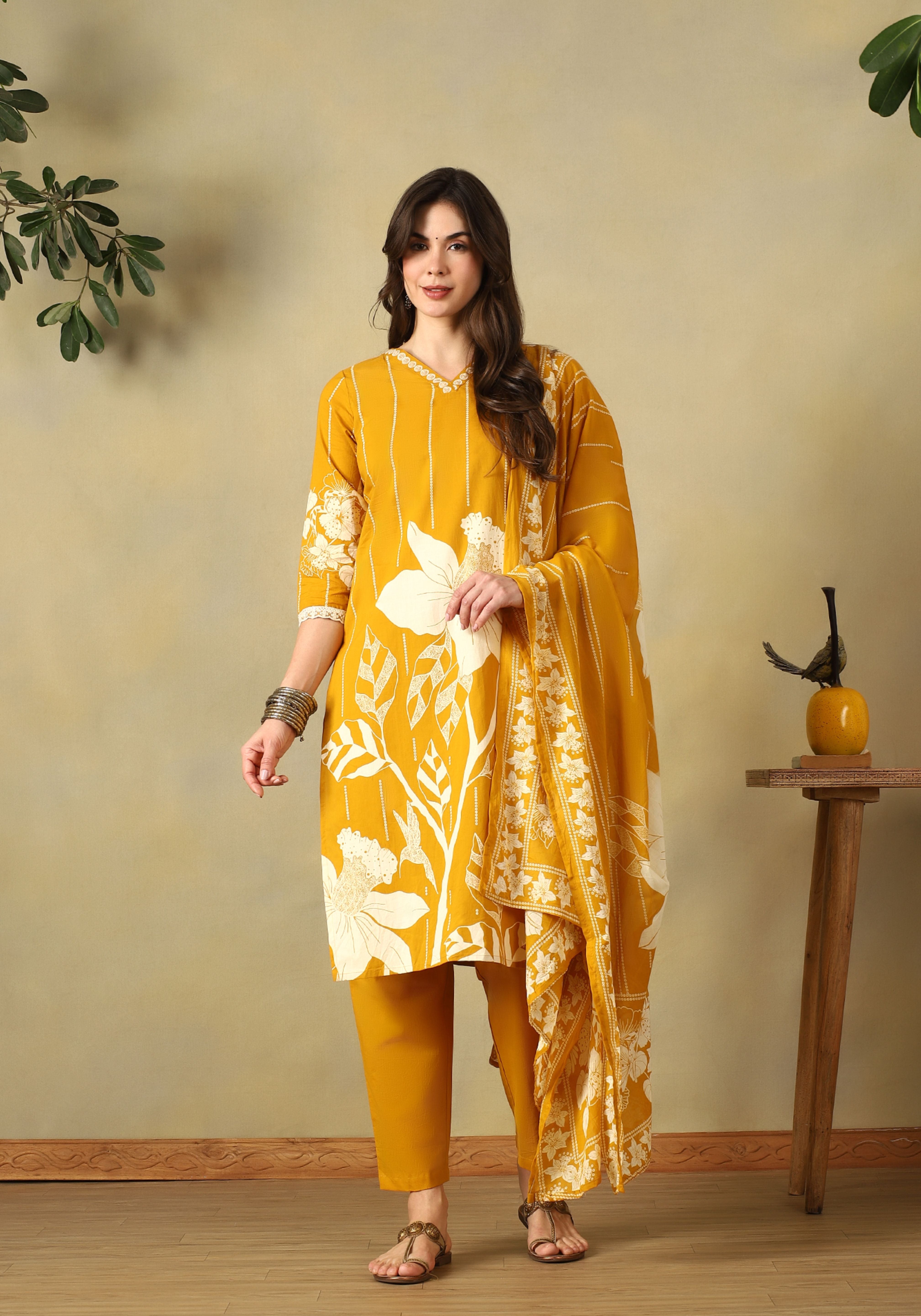 Yellow Advika Straight Suit Set