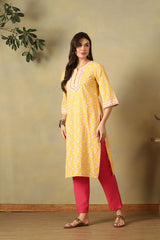 Yellow Kaira Straight Suit Set