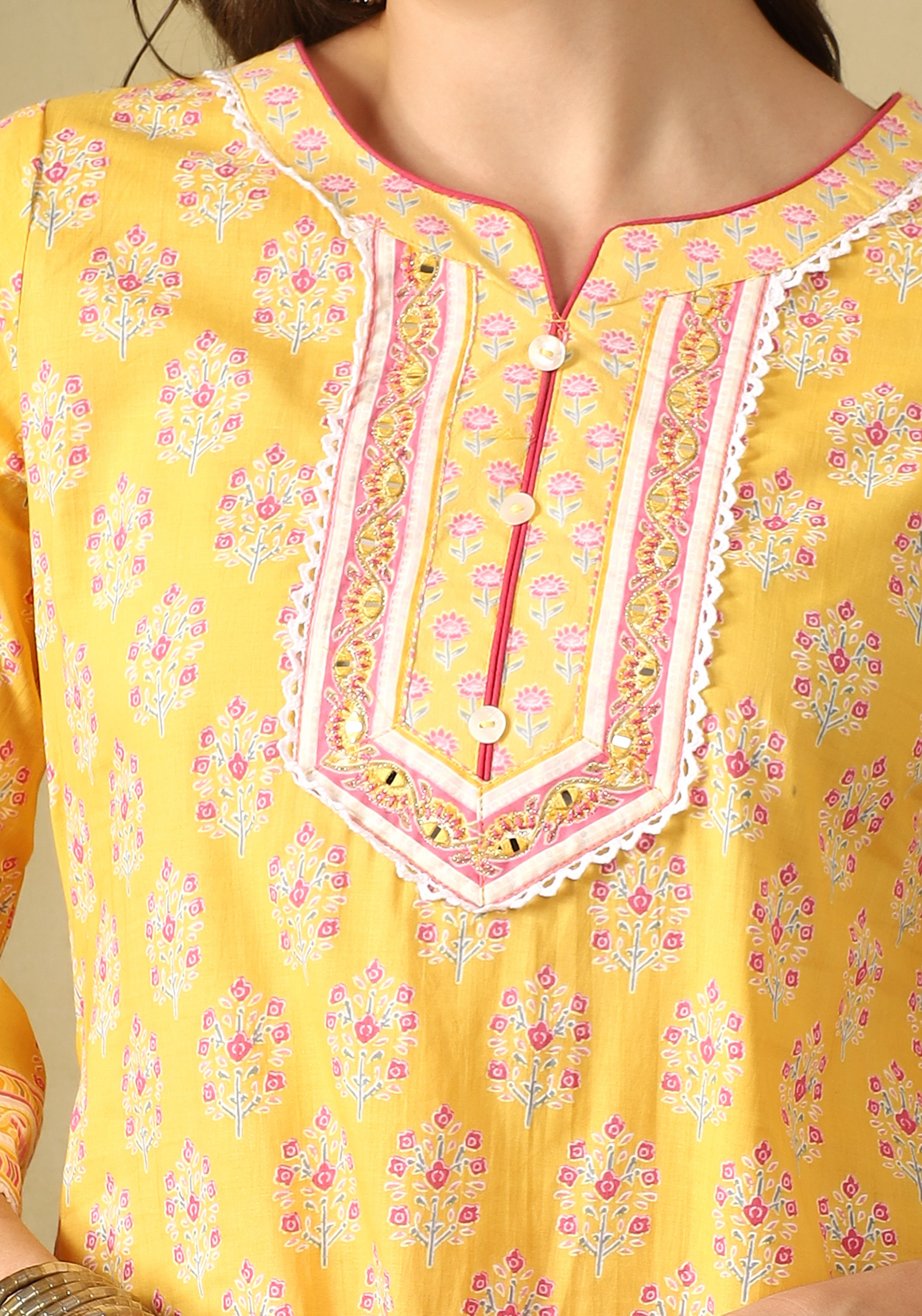 Yellow Kaira Straight Suit Set