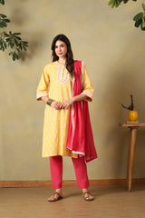 Yellow Kaira Straight Suit Set