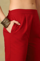 Maroon Arzo Straight Suit Set