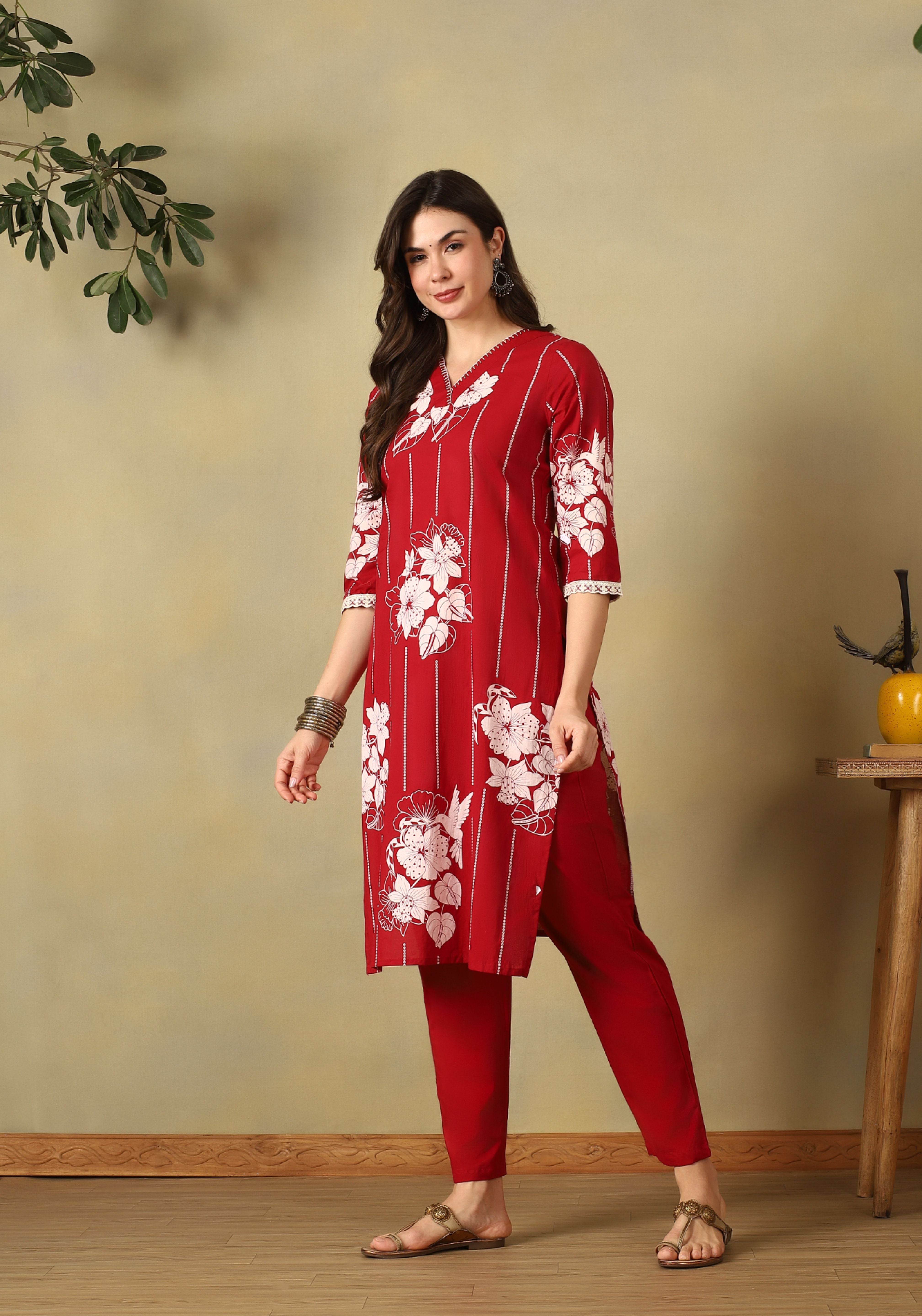 Maroon Arzo Straight Suit Set