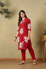 Maroon Arzo Straight Suit Set