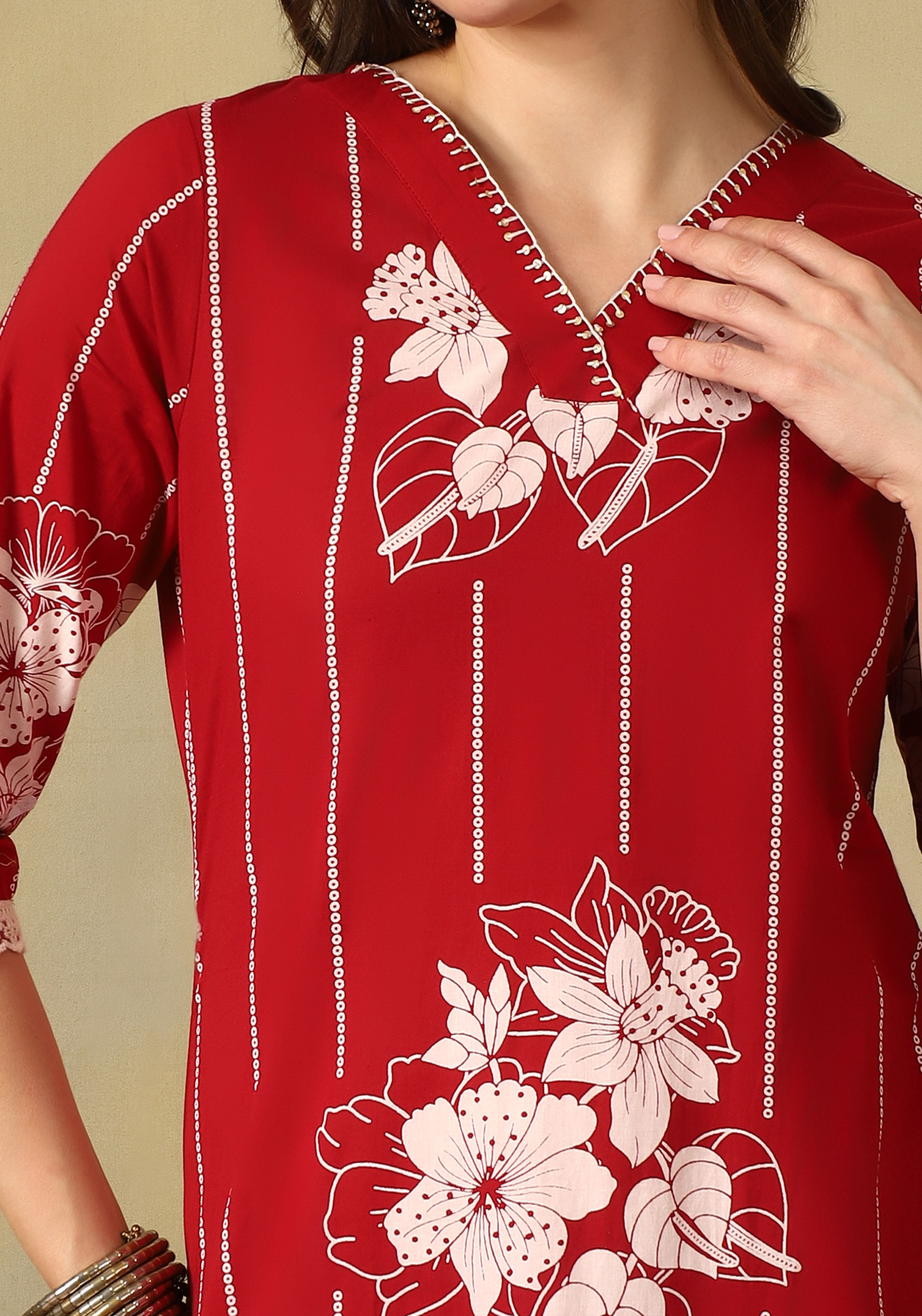 Maroon Arzo Straight Suit Set