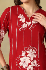 Maroon Arzo Straight Suit Set