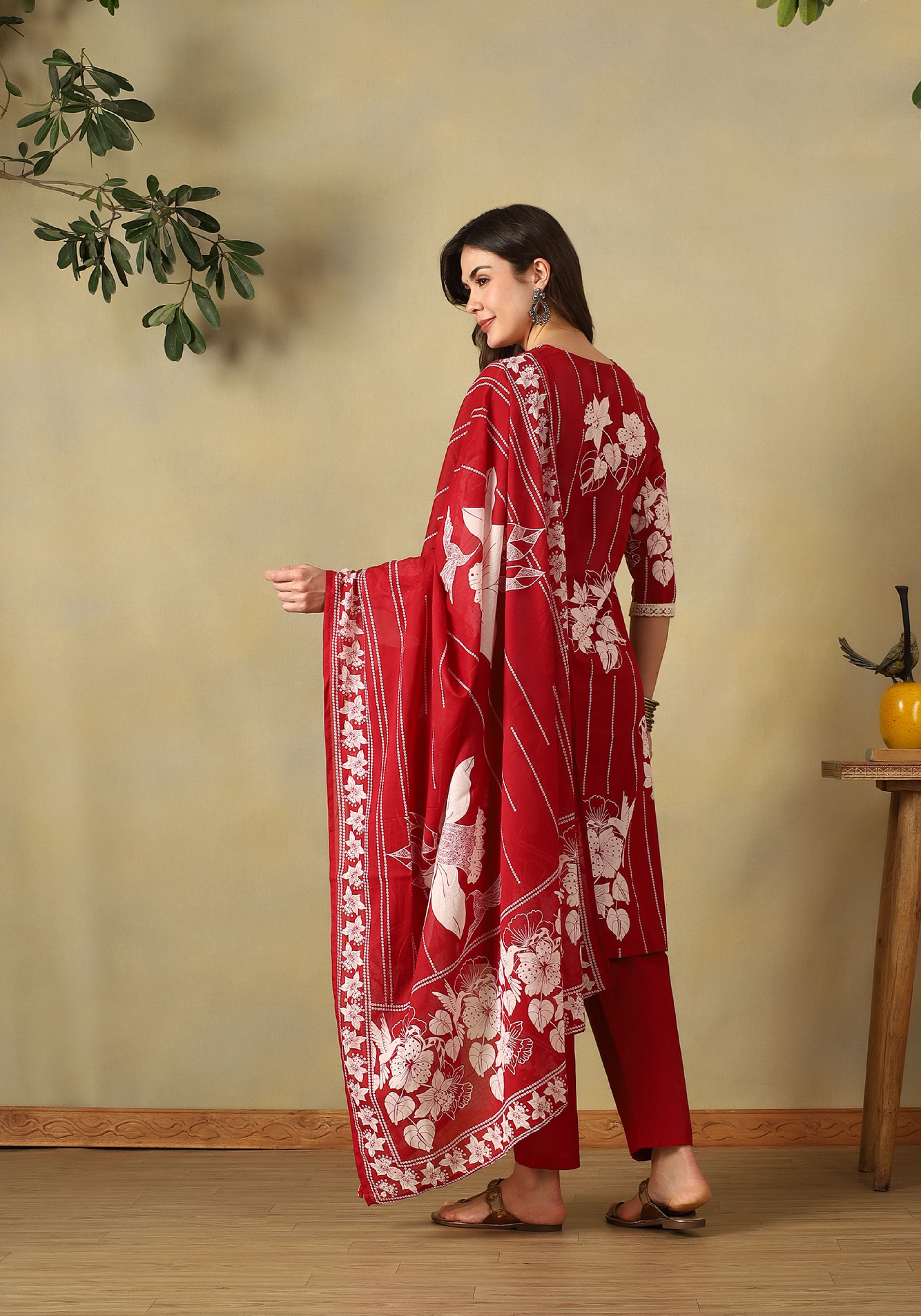 Maroon Arzo Straight Suit Set