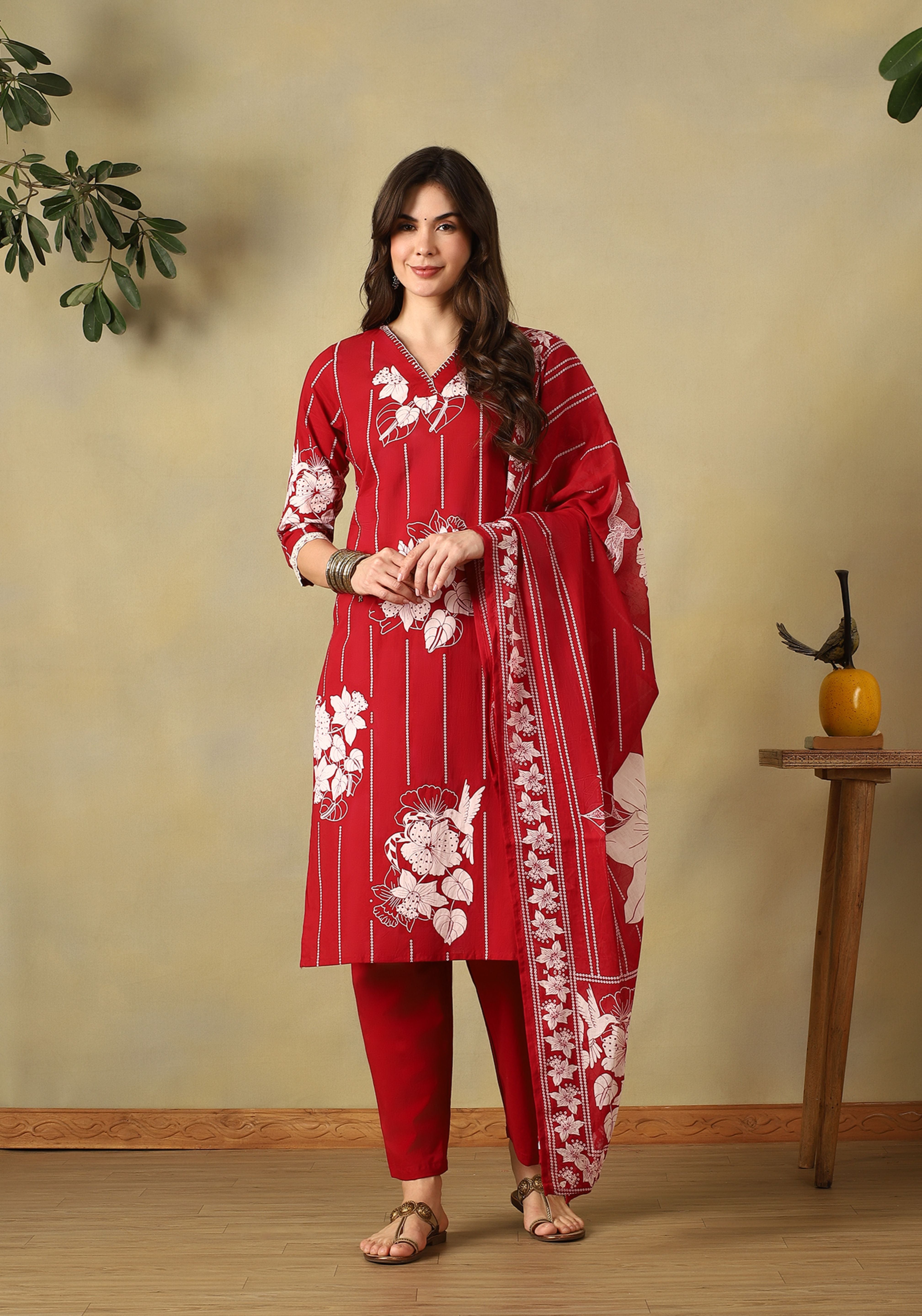 Maroon Arzo Straight Suit Set