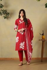Maroon Arzo Straight Suit Set