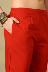 Orange Zoya Straight Suit Set