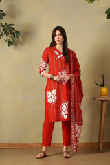 Orange Zoya Straight Suit Set