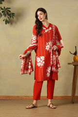 Orange Zoya Straight Suit Set