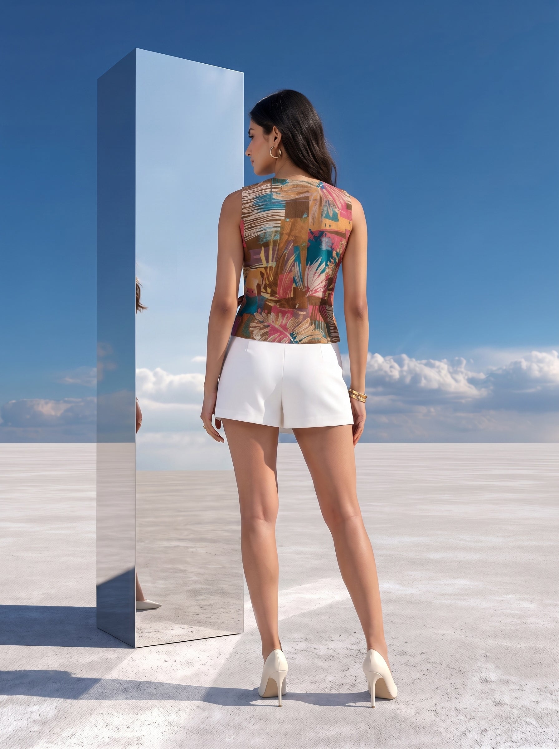 Sunset Mosaic Wrap Top