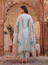 Powder Blue Bloom  Festive Kurta Set